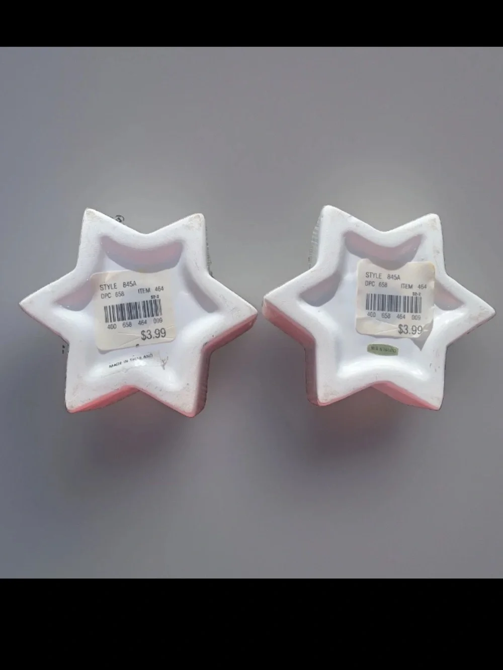 Set of Two Ceramic White & Gold Star Candle Votive Holders Christmas Holiday